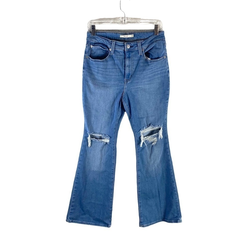 Levi's 726 High Rise Flare Ripped Stretch Jeans SZ 30